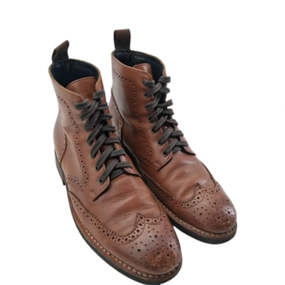 Thursday Boot Co Boots Mens Size 8 Brown Leather Wingtip Brogue Ankle Boots